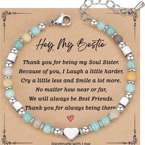 Friendship Bracelet Stainless Steel Amazonite Bead Chain Gift for Women